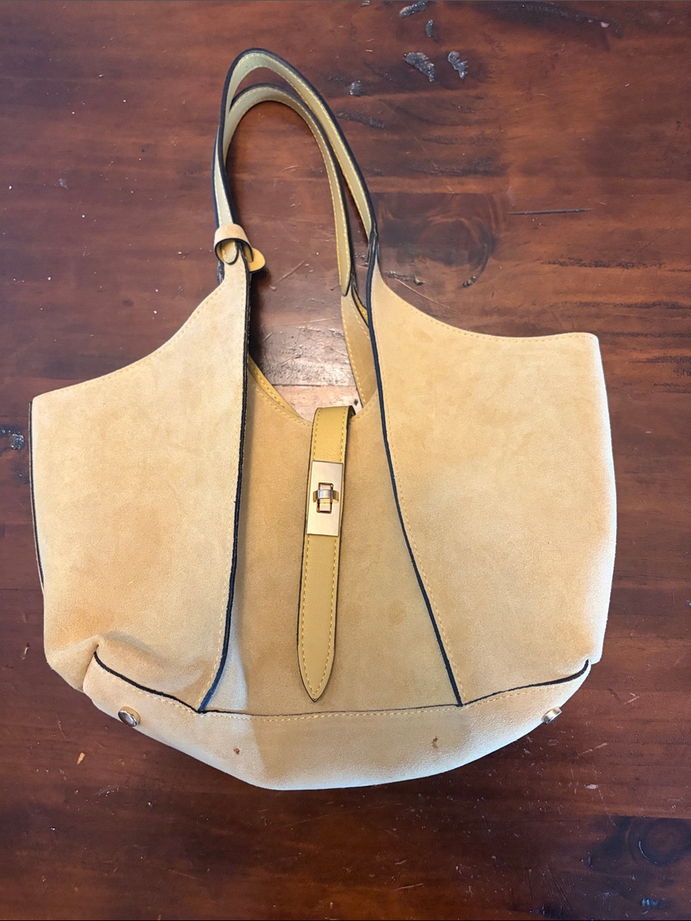 Italian leather and suede made in Italy flap over tote